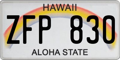 HI license plate ZFP830