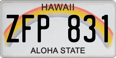 HI license plate ZFP831