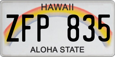 HI license plate ZFP835