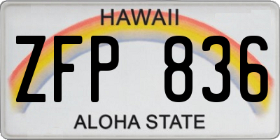 HI license plate ZFP836