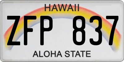 HI license plate ZFP837