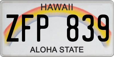 HI license plate ZFP839