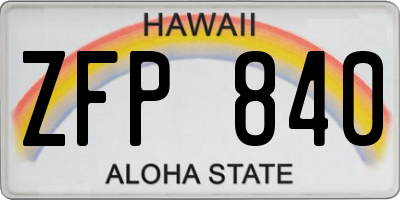 HI license plate ZFP840
