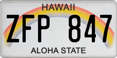 HI license plate ZFP847