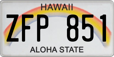 HI license plate ZFP851