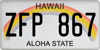 HI license plate ZFP867