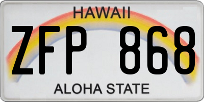 HI license plate ZFP868
