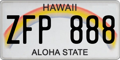 HI license plate ZFP888