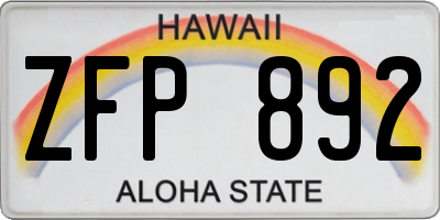 HI license plate ZFP892