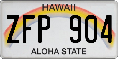 HI license plate ZFP904