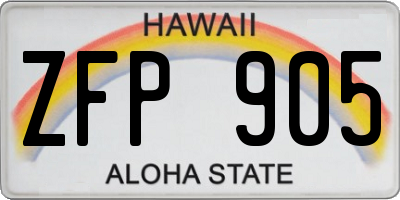 HI license plate ZFP905