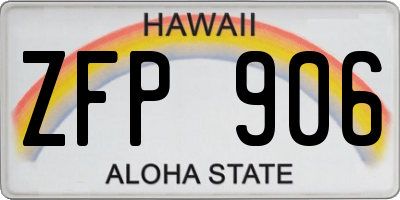 HI license plate ZFP906