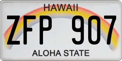 HI license plate ZFP907