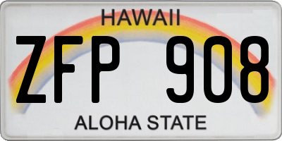 HI license plate ZFP908