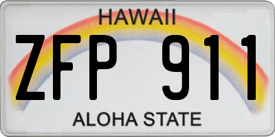 HI license plate ZFP911