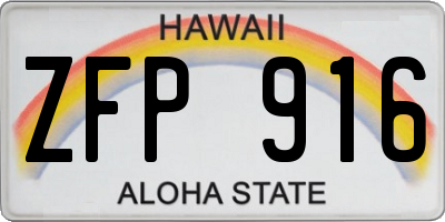 HI license plate ZFP916