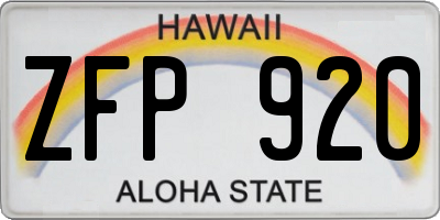 HI license plate ZFP920