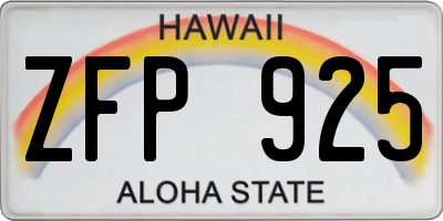 HI license plate ZFP925
