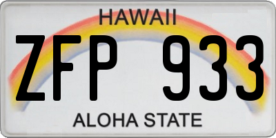 HI license plate ZFP933