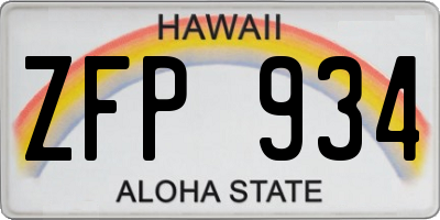HI license plate ZFP934