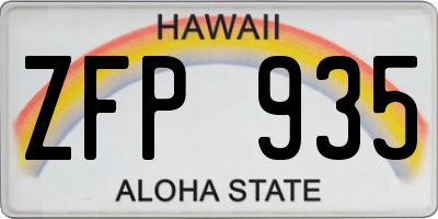HI license plate ZFP935
