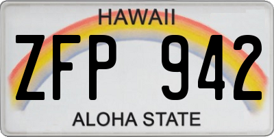 HI license plate ZFP942