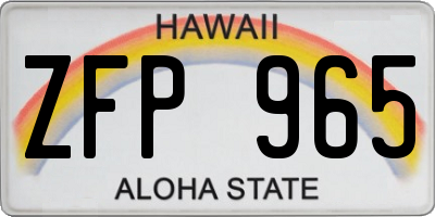 HI license plate ZFP965