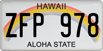 HI license plate ZFP978
