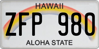 HI license plate ZFP980