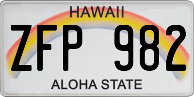HI license plate ZFP982