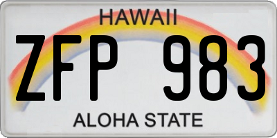 HI license plate ZFP983