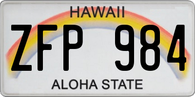 HI license plate ZFP984