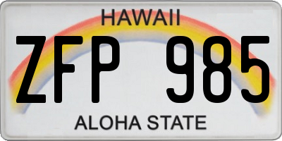 HI license plate ZFP985