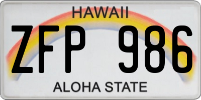HI license plate ZFP986