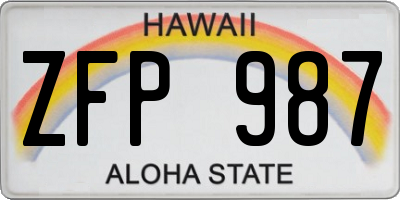 HI license plate ZFP987