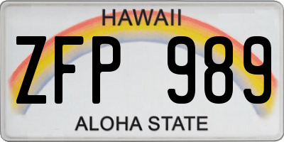 HI license plate ZFP989