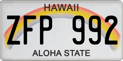 HI license plate ZFP992