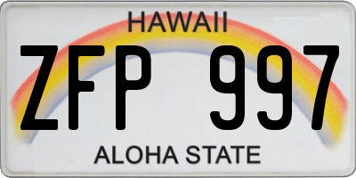 HI license plate ZFP997