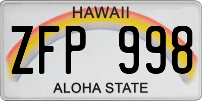HI license plate ZFP998