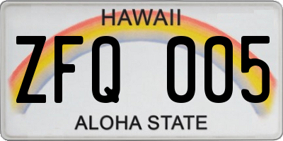 HI license plate ZFQ005