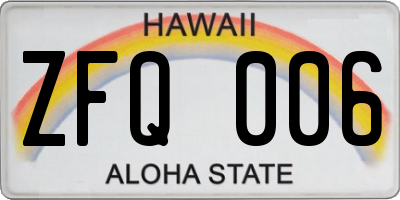 HI license plate ZFQ006