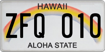 HI license plate ZFQ010