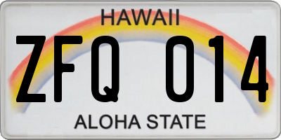 HI license plate ZFQ014