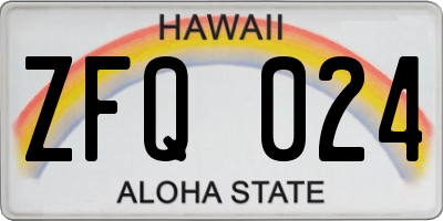 HI license plate ZFQ024