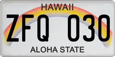 HI license plate ZFQ030