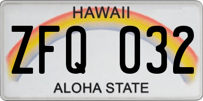 HI license plate ZFQ032