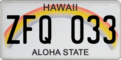 HI license plate ZFQ033