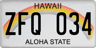 HI license plate ZFQ034