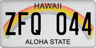 HI license plate ZFQ044