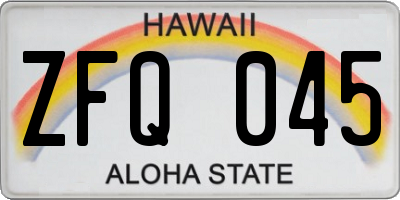 HI license plate ZFQ045